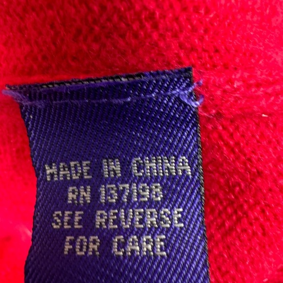 Alan Flusser Size Large Red 100% Cashmere V-Neck Sweater Super Soft - Picture 4 of 5